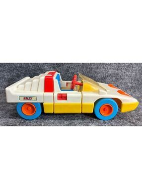 Vintage Chicco First Sportscar Rally Toy Car (Made in Italy) White Blue Yellow